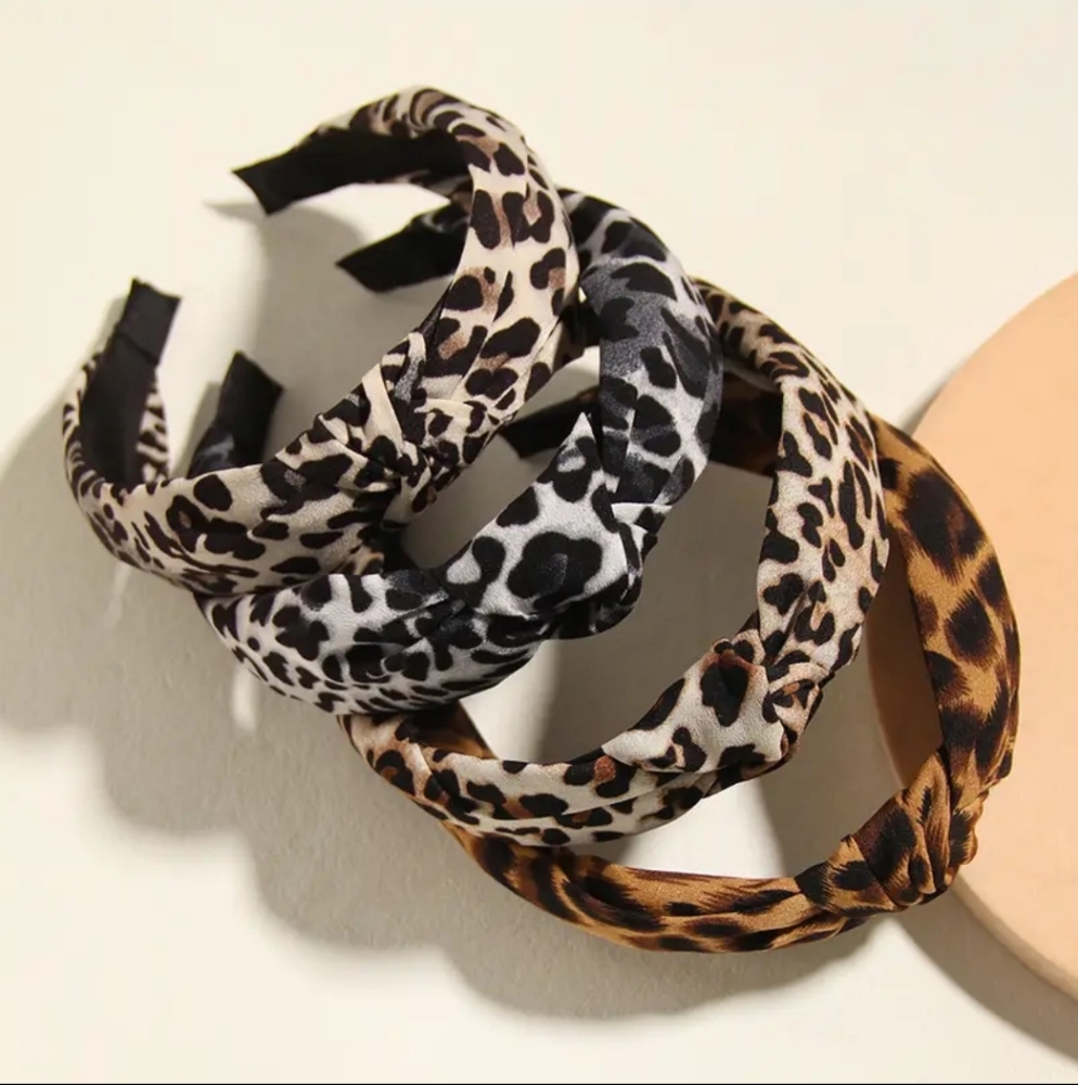 Leopard Print Fabric Headbands Tie-Dye Design, 4pc Set